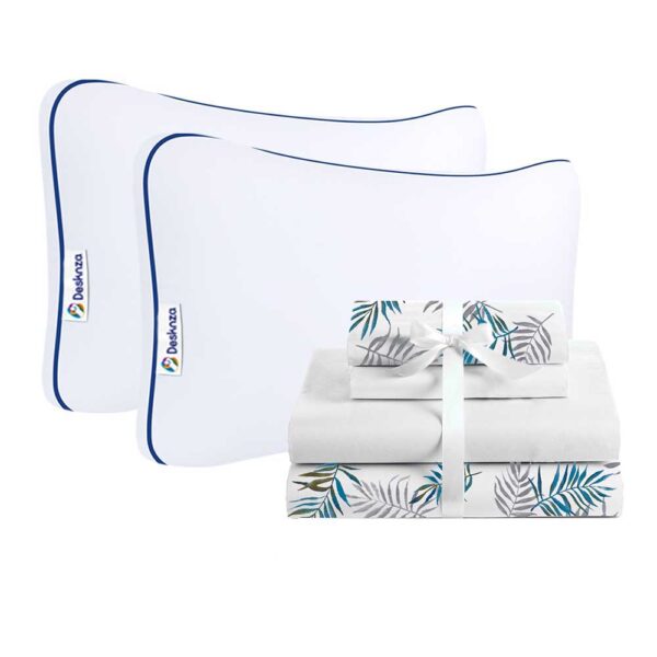 Combo de 2 Almohadas Duo Sense Firmesa Media + Juego de Cama 144 Hilos - Imagen 1