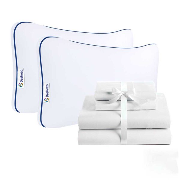 Combo de 2 Almohadas Duo Sense Firmesa Media + Juego de Cama 180 Hilos Liso - Imagen 1